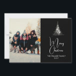 Simple Merry Christmas Pine Tree family photo Holiday Card<br><div class="desc">Simple Merry Christmas Pine Tree family photo</div>