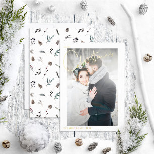 Simple Merry Christmas Pinecone Wedding Photo