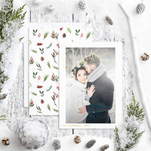 Simple Merry Christmas Red Winter Wedding Photo