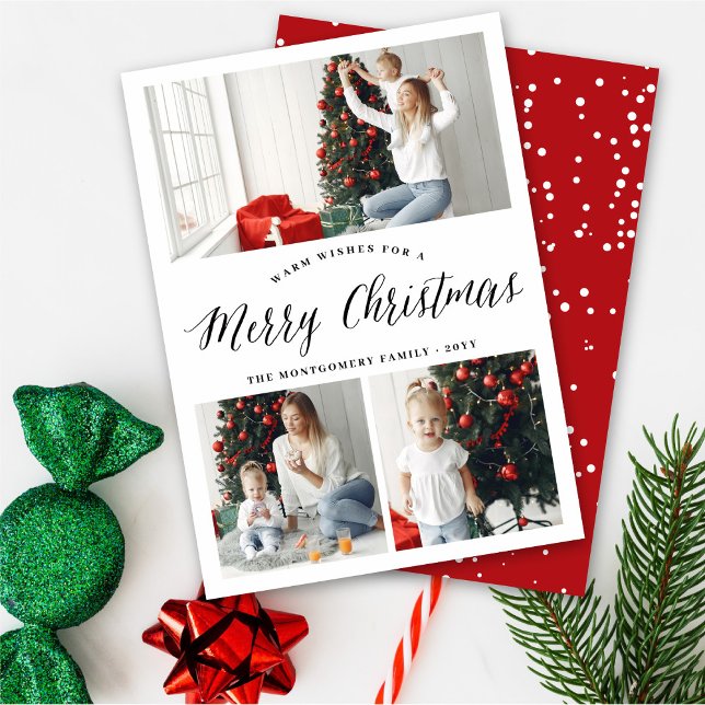 Simple Merry Christmas Script Holiday Photo Card (Creator Uploaded)