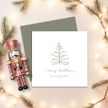 Simple Merry Christmas Tree Script Square Holiday Card<br><div class="desc">Simple Merry Christmas Tree Script Typography Square Holiday Card features a minimalist, rustic tree with gold decorations. Merry Christmas in an elegant, vintage style font sits above your personal details, making this the perfect card for your minimalist, elegant season. Please contact us at cedarandstring@gmail.com if you need assistance with the...</div>