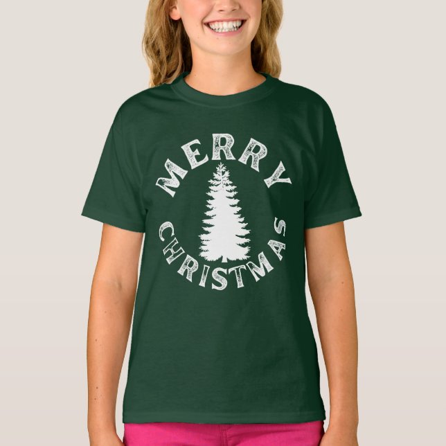 SIMPLE MERRY CHRISTMAS TREE T-Shirt (Front)