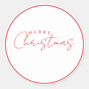 Simple Merry Christmas Typography Design Classic Round Sticker