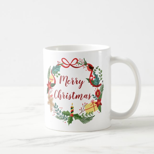 Simple Merry Christmas Wreath | Classic Mug (Right)
