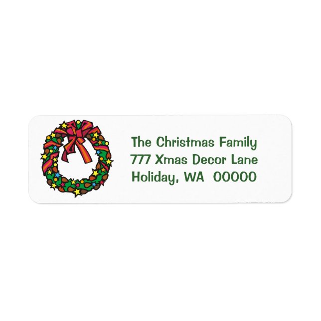 Simple Merry Christmas Wreath Return Address Label (Front)