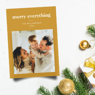 Simple Merry Everything Christmas Photo Yellow Holiday Card