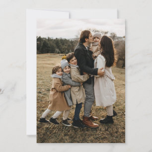 Simple Merry Script 3 Photo Christmas Holiday Card