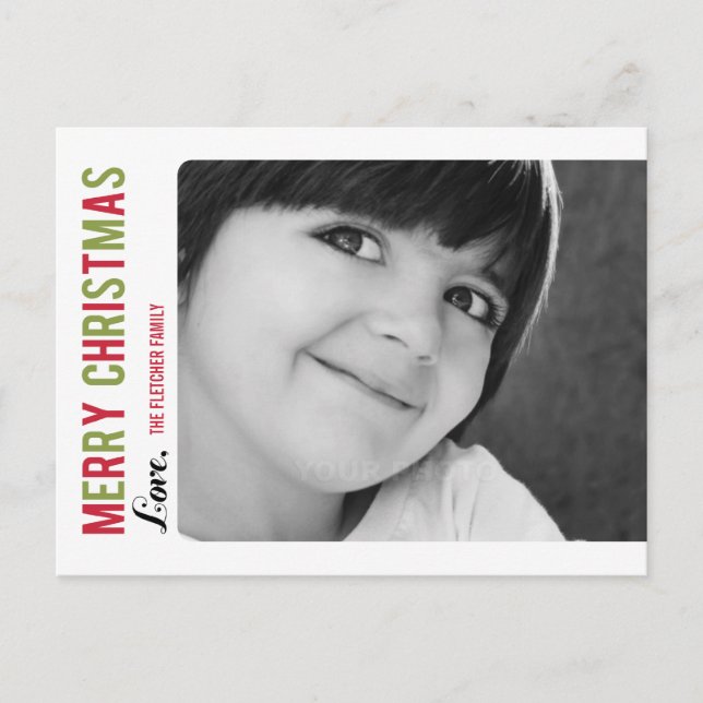 Simple Message Christmas/ Holiday Photo Card (Front)