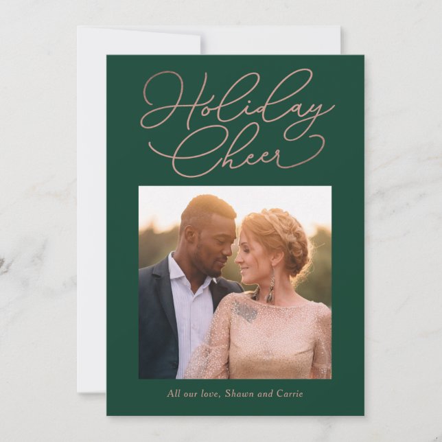 Simple Message EDITABLE COLOR Holiday Photo Card (Front)