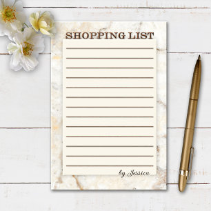 Simple Metallic and Marble Lined Shopping List Post-it Notes