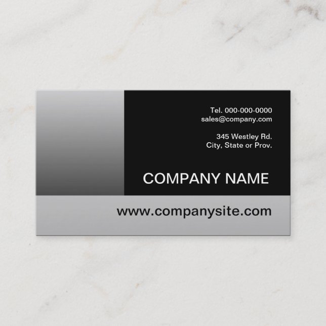 Simple metallic Black and Silver  Business Card (Front)