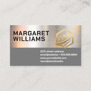 Simple Metallic Corporate Finance Logo Business Card