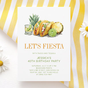 Simple Mexican Tacos Fiesta 40th Birthday Party Invitation