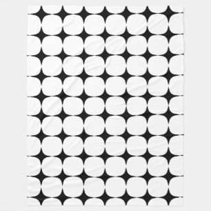 Simple Mid Century Modern Black and White Pattern Fleece Blanket