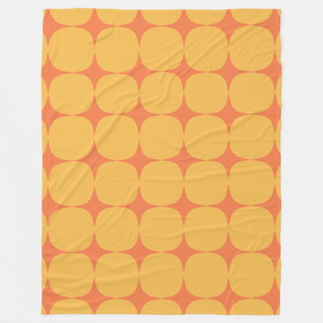 Simple Mid Century Modern Yellow Orange Pattern Fleece Blanket (Front)