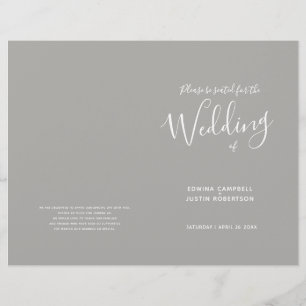 Simple mid grey text wedding programme