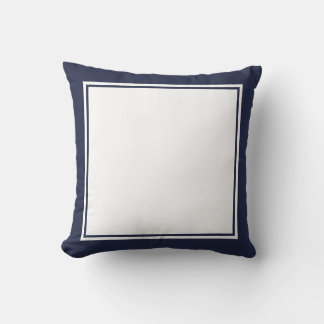 Simple Midnight Blue and White Frame Cushion