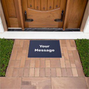 Simple Midnight Blue and White Your Message Text Doormat