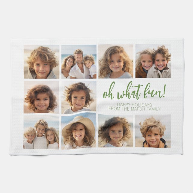 Simple Minimal - 10 Photo Grid - Oh What Fun Tea Towel (Horizontal)