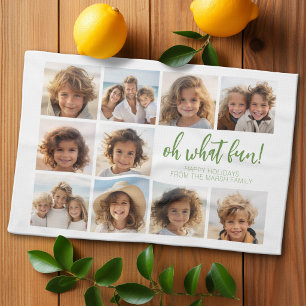 Simple Minimal - 10 Photo Grid - Oh What Fun Tea Towel
