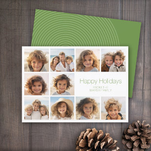 Simple Minimal - 10 Photo - Zen Arch Green White Holiday Card