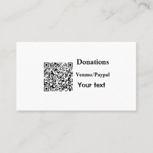 Simple minimal add barcode donations venmo paypal  business card