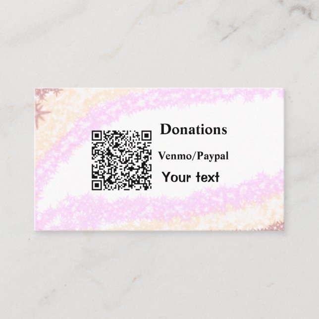Simple minimal add barcode donations venmo paypal  business card (Front)