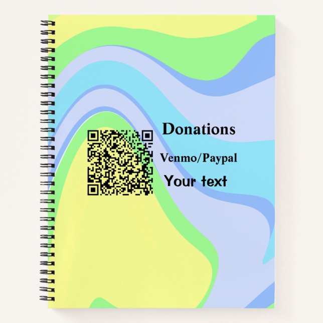 Simple minimal add barcode donations venmo paypal  notebook (Front)