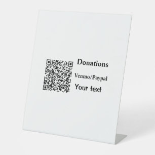 Simple minimal add barcode donations venmo paypal  pedestal sign