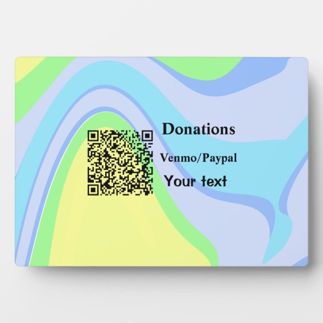Simple minimal add barcode donations venmo paypal  plaque (Front)