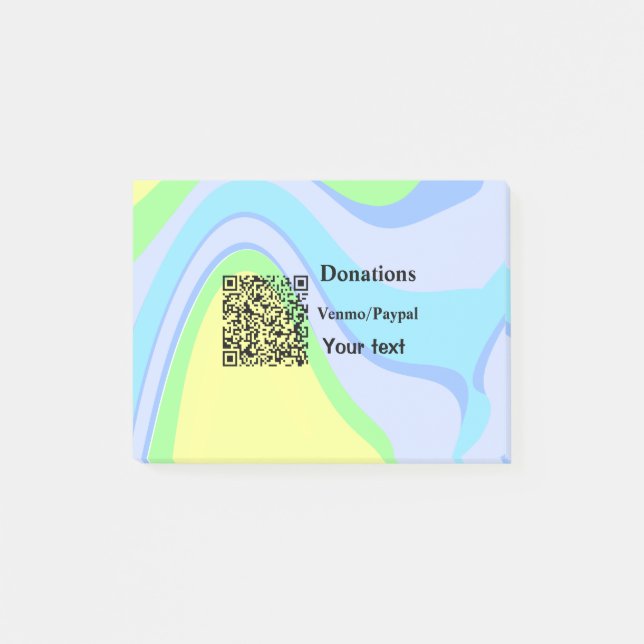 Simple minimal add barcode donations venmo paypal  post-it notes (Front)