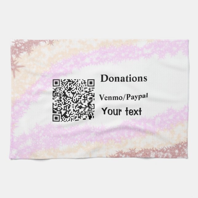 Simple minimal add barcode donations venmo paypal  tea towel (Horizontal)