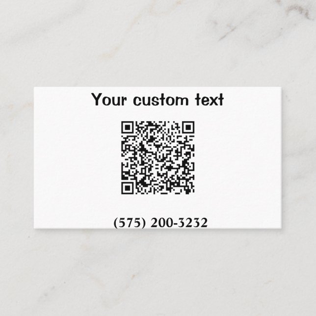 Simple minimal add barcode phone number text compa business card (Front)