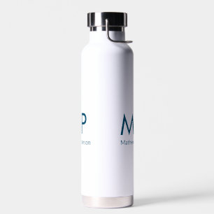 simple minimal add monogram name letter elegant te water bottle