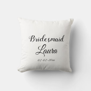 Simple minimal add name bridesmaid gift year cushion