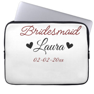 Simple minimal add name bridesmaid gift year laptop sleeve