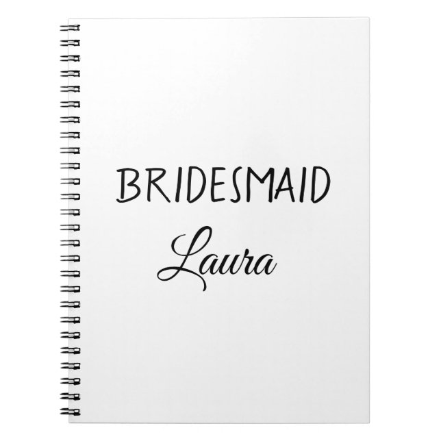 Simple minimal add name bridesmaid  gift year      notebook (Front)