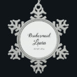 Simple minimal add name bridesmaid  gift year   snowflake pewter christmas ornament<br><div class="desc">design</div>