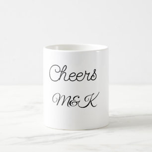 Simple minimal add name cheers couple name custom coffee mug