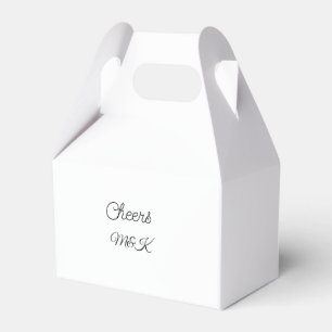 Simple minimal add name cheers couple name custom favour box