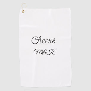 Simple minimal add name cheers couple name custom golf towel