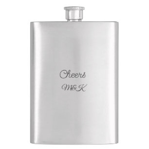 Simple minimal add name cheers couple name custom hip flask