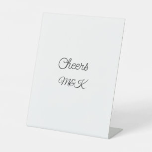Simple minimal add name cheers couple name custom pedestal sign