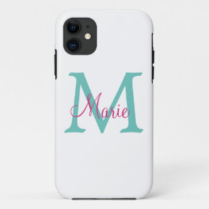 simple minimal add name monogram green pink blue t Case-Mate iPhone case