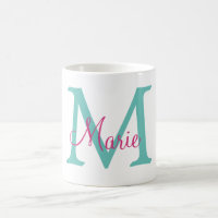 simple minimal add name monogram green pink blue t