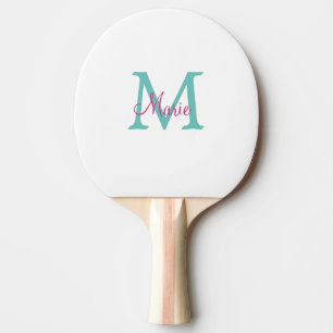 simple minimal add name monogram green pink blue t ping pong paddle