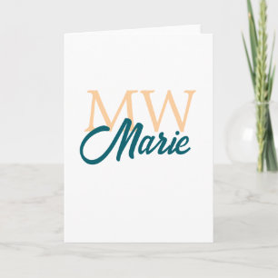 simple minimal add name monogram orange blue bold card