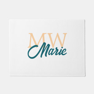 simple minimal add name monogram orange blue bold doormat