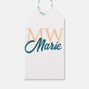 simple minimal add name monogram orange blue bold gift tags