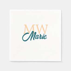 simple minimal add name monogram orange blue bold napkin